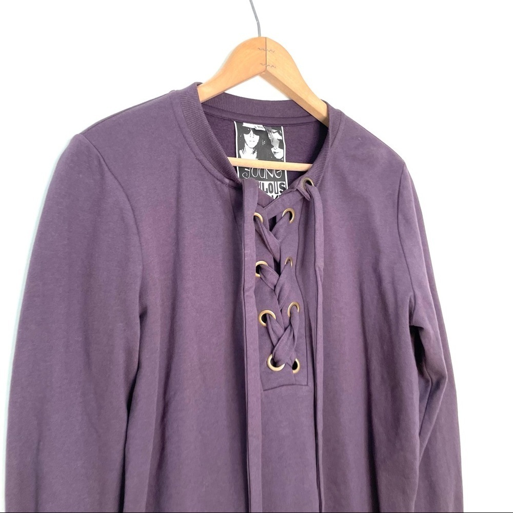 Young Fabulous & Broke | YFB Noelle Lace Up Sweatshirt Purple - Picture 4 of 8